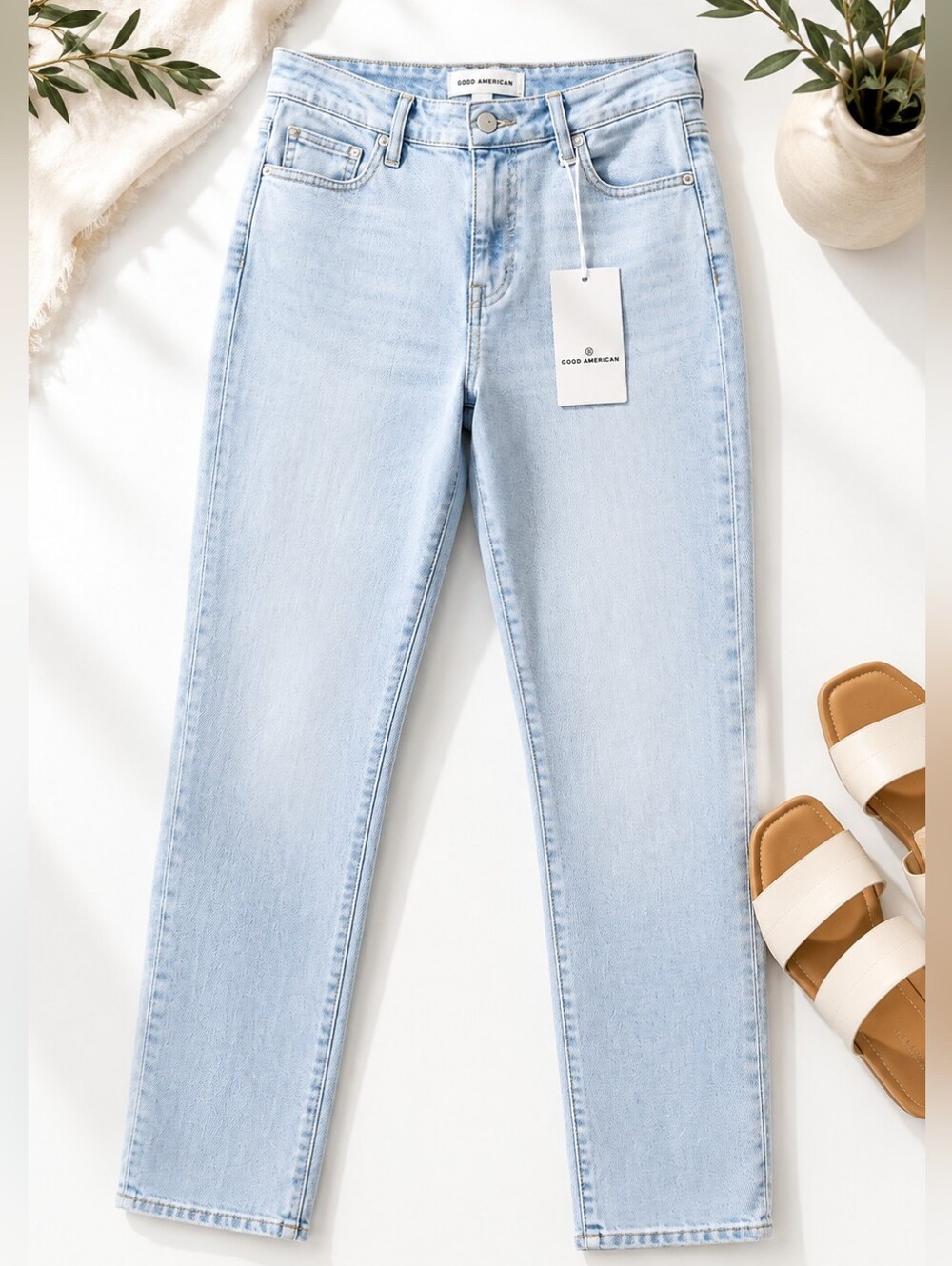 NWT Good American Good Classic High Rise Skinnyish Jeans Light Wash Plus Size 24